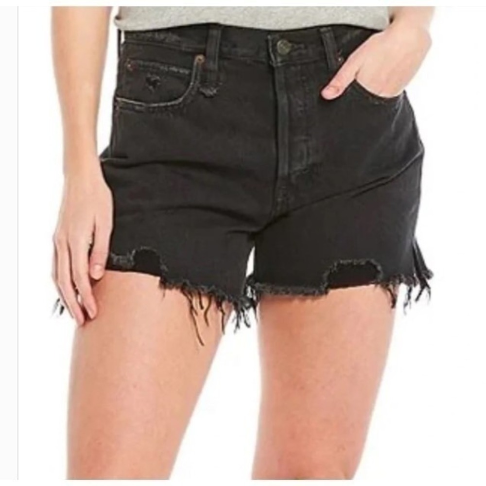 Free People Black Makai Fray Shorts Montero Size 24 NWT‎